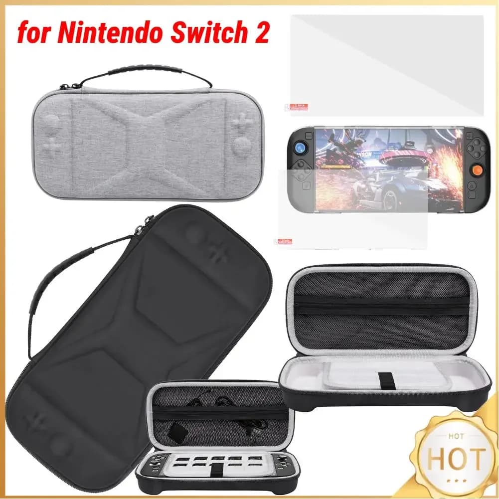 Custodia da trasporto Custodia protettiva da viaggio protettiva antigraffio portatile Borsa per organizer Pellicola protettiva in vetro temperato per Nintendo Switch 2