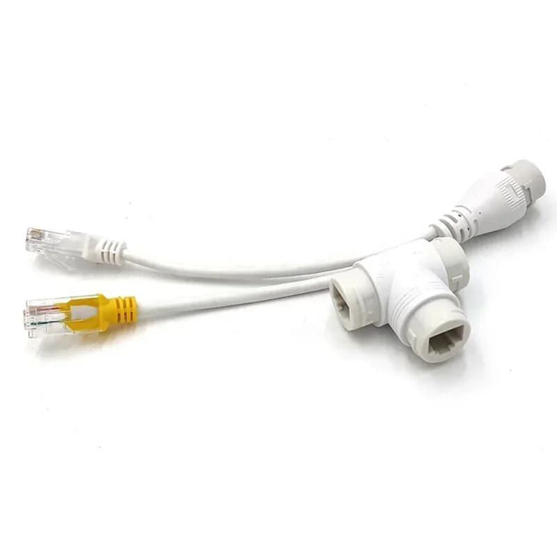 Splitter POE Connettore di cablaggio di rete 2 in 1 Connettore RJ45 a tre vie per l'installazione della telecamera di sicurezza