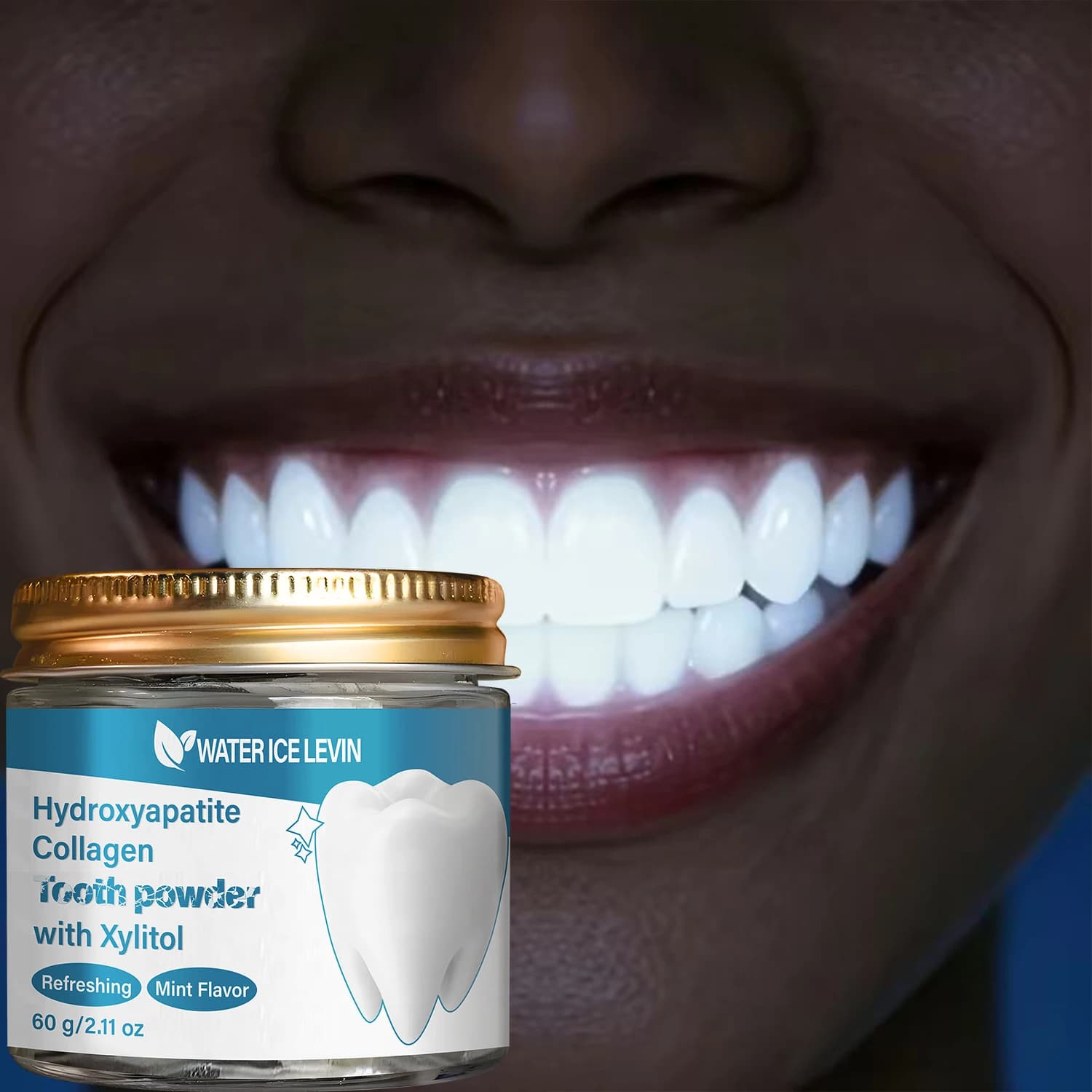 Polvere Dentifricia all'Idrossiapatite e Collagene - Gusto Menta con Xilitolo, Cura Orale Detergente e Rinfrescante