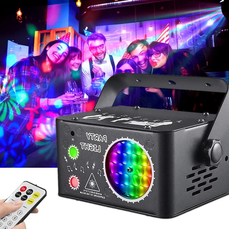 Mini luce da discoteca per feste con musica attivata 2in1 Luci da ballo per eventi interni Vacanze di Natale Proiettore laser per atmosfera dj