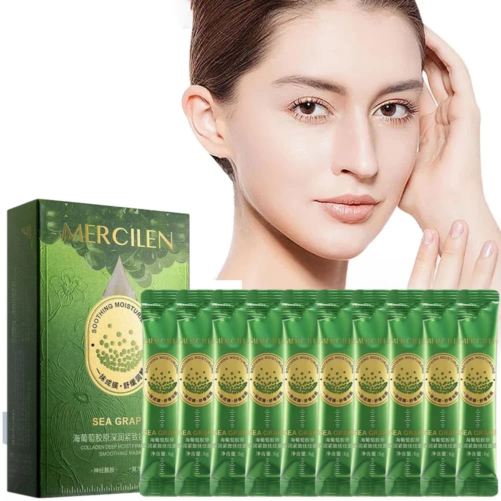 Maschera Peel-Off Naturale all'Estratto di Uva Marina con Collagene e Peptidi per Lifting e Rassodamento del Viso, Fattore Idratante Naturale, Skincare di Lusso
