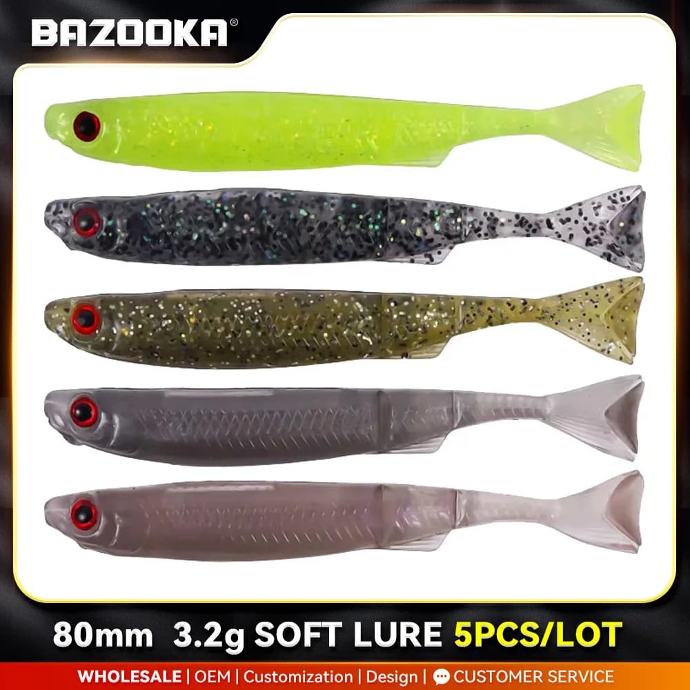 Bazooka Richiamo Morbido Esche Da Pesca In Silicone Snodato Shad Shiner Affondamento Jighead Wobbler Verme Jigging Bass Carpa Luccio Piombo Ghiaccio Inverno