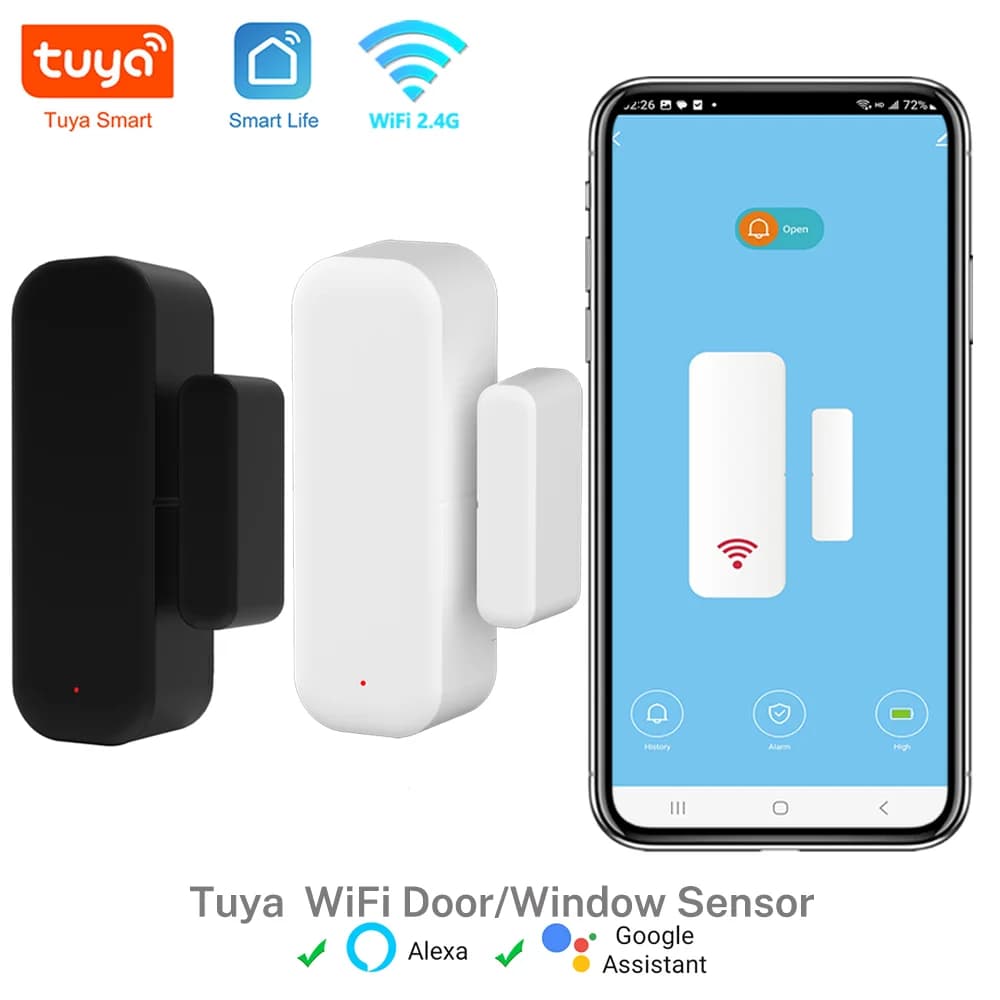 Sensore di contatto del sensore della finestra del sensore della porta WiFi Tuya per la casa intelligente Controllo remoto dell'APP Smart Life compatibile con Alexa
