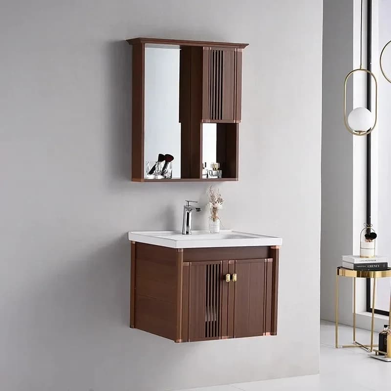 Mobile Bagno di Design con Lavabo e Specchio Moderno, Armadietto Contenitore Lusso Unico