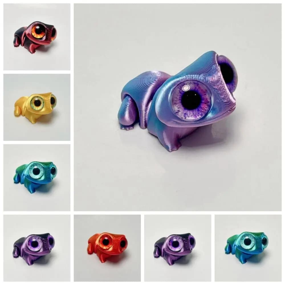 Simpatiche Rane con Occhi Grandi Stampate in 3D, Ornamento Realistico di Rana Cartoon, Modello Figurina Artigianale Stampata in 3D