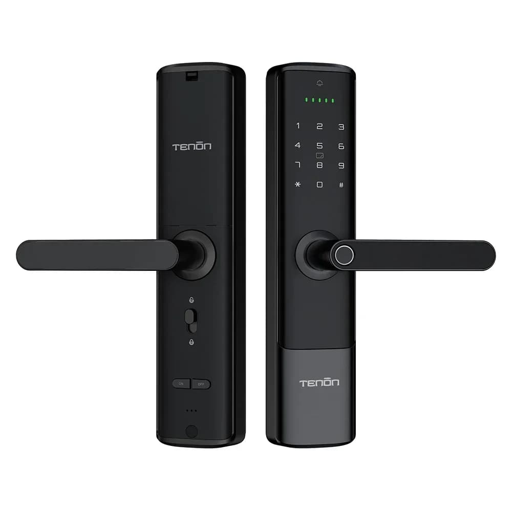 Maniglia Digitale Senza Chiave Tenon K6, Serratura Elettronica Biometrica Tuya Smart per Esterni Ignifuga, Riconoscimento Facciale e Impronta Digitale per Interni