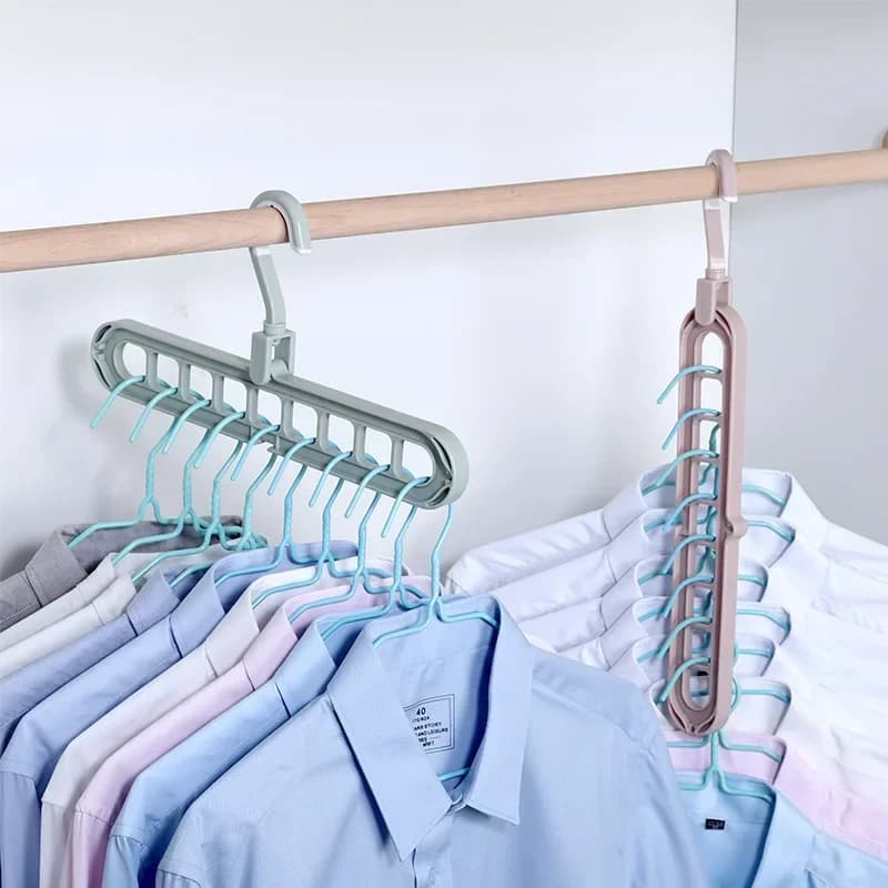 9-hole clothes hanger Organizer Spaghetti coat hanger Multi-function folding magic clothes rack