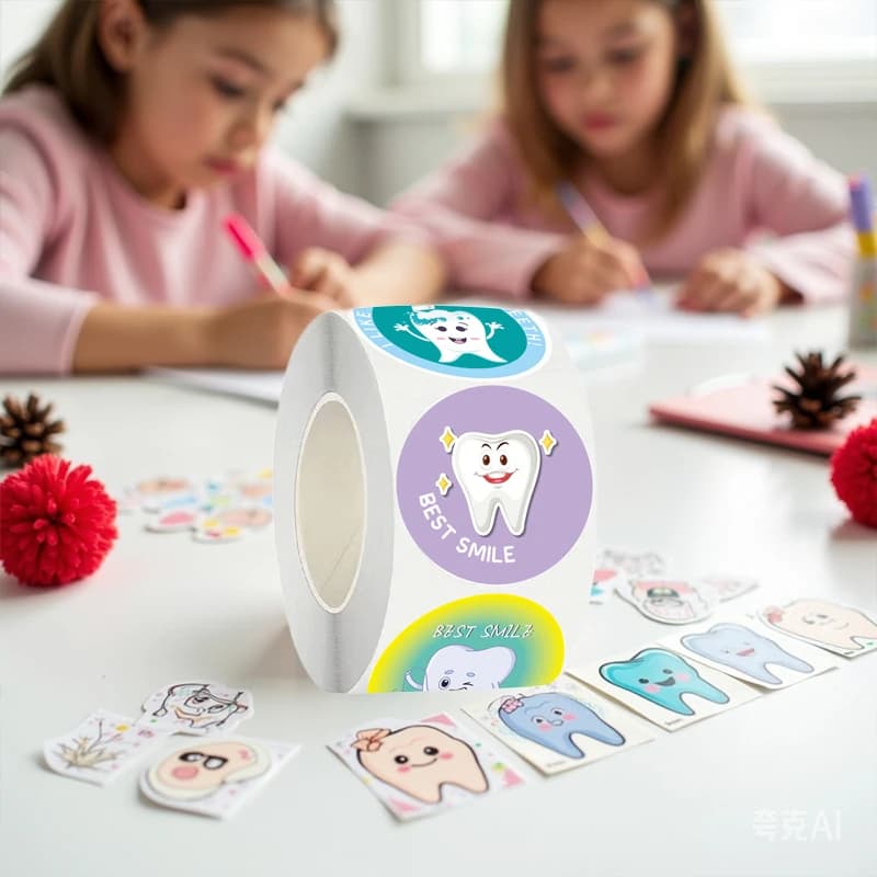 500 sheets/roll Protect your teeth Cartoon stickers for kids Students Graffiti Laptop Chancellery Wall decal Cute dental gifts