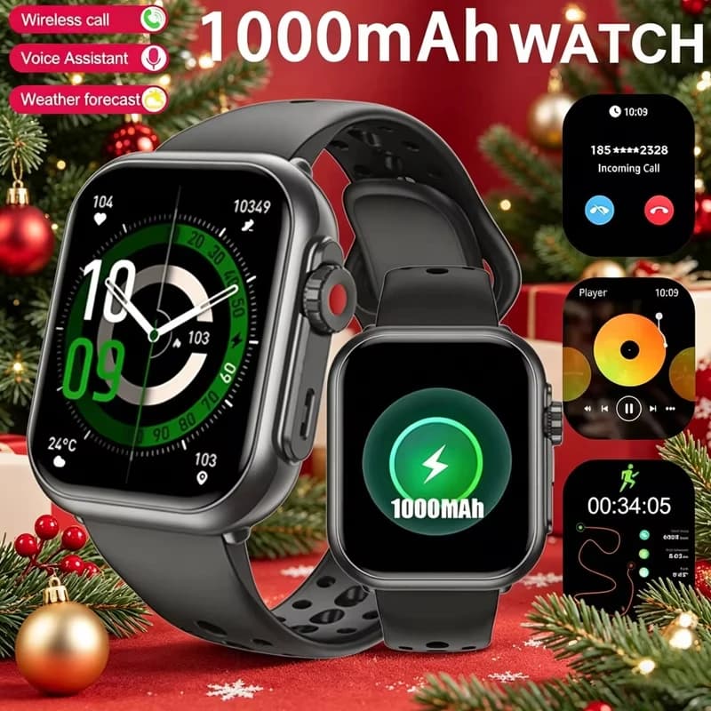 Nuovo Smartwatch AMOLED con Batteria da 1000mAh, Orologio Sportivo HD per Uomo e Donna, Chiamate Bluetooth, Impermeabile IP67