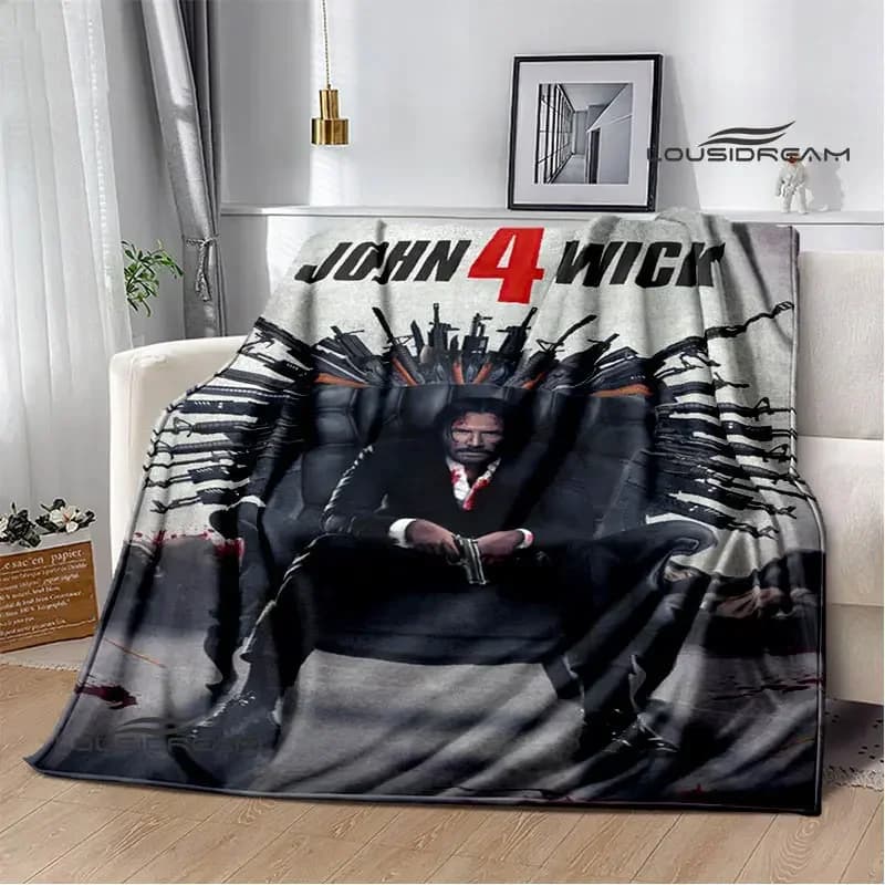 Coperta stampata del film John Wick Coperta da picnic Coperta calda Morbida e confortevole coperta da viaggio per la casa, fodere per letti, regalo di compleanno