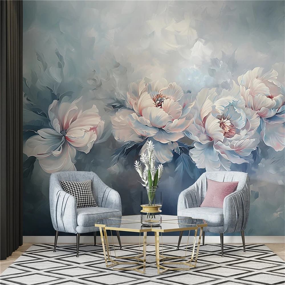 Sfondi murali personalizzati con foto marmorizzate a farfalla floreale nordica per soggiorno TV sfondo adesivo per carta da parati con fiori per pavimenti 3D