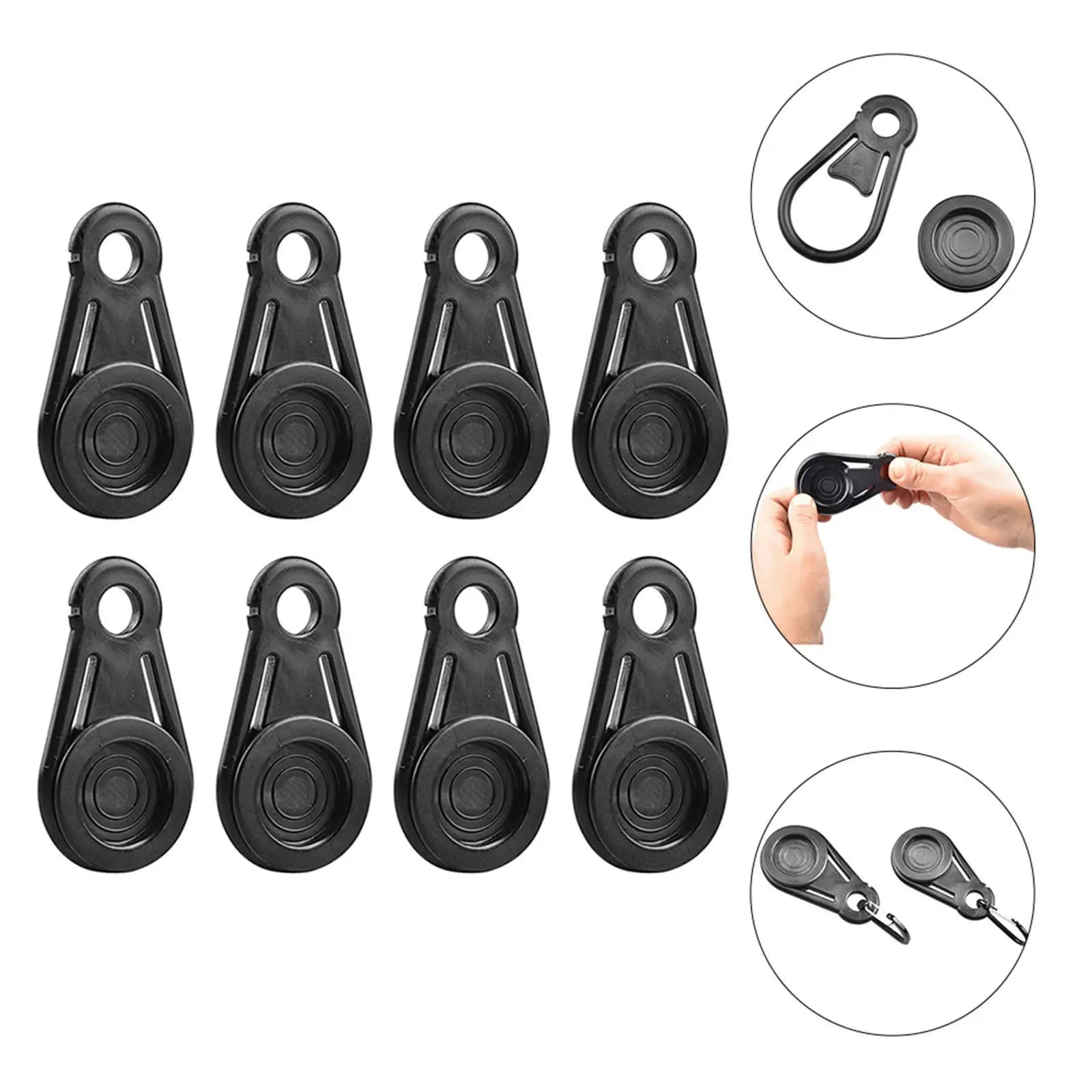 8 Pieces Clips for Telons Resistant, Sun Curtain Clamps, Accessories for Fixing Curtains, Lightweight and Robust, Without Holes, Outdoor Camping Equipment