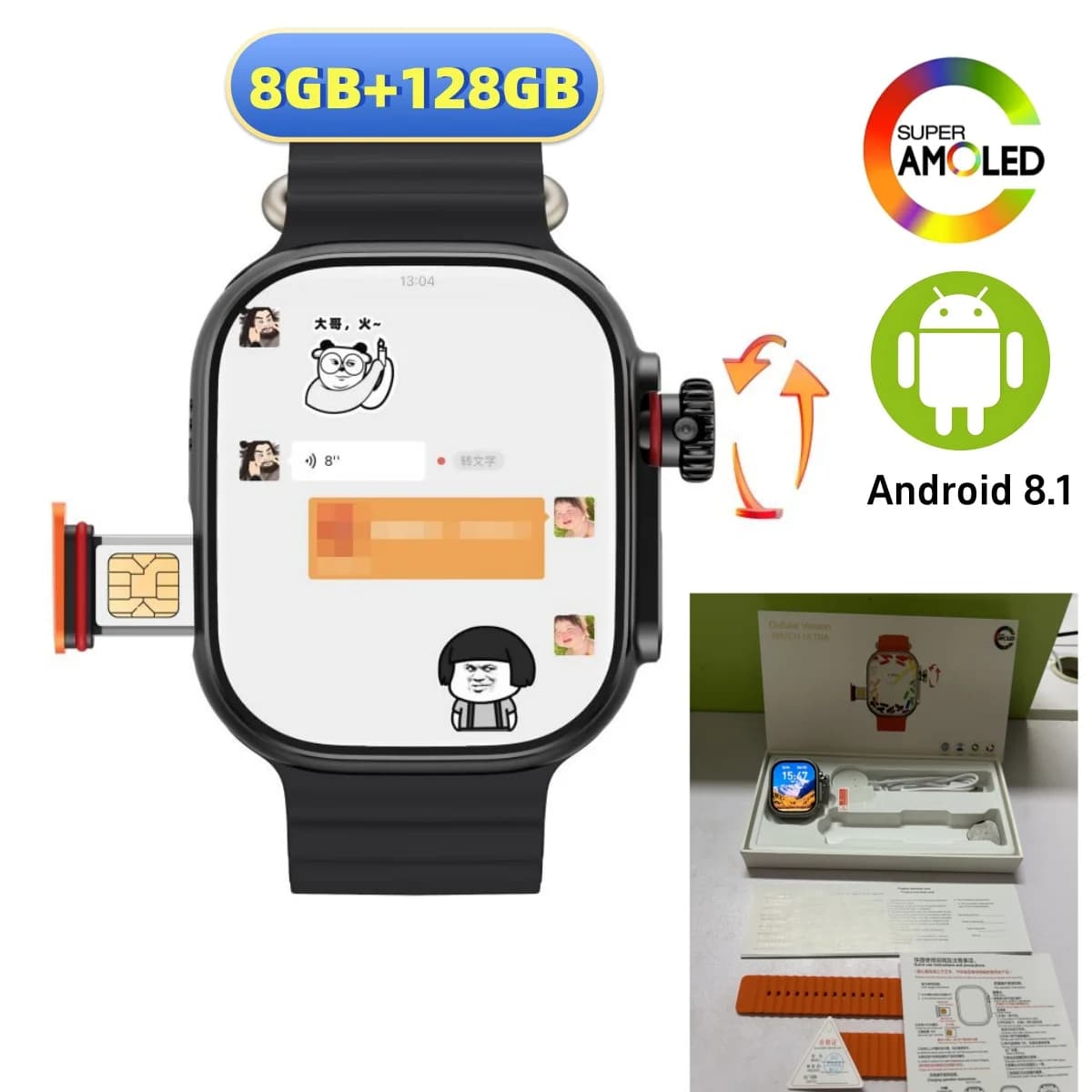 CDS9 Ultra 4G Android Smart Watch con fotocamera rotante WiFi GPS 4g SIM card Gioco PK CD10 DW99 HK Ultra one Smartwatch per uomo
