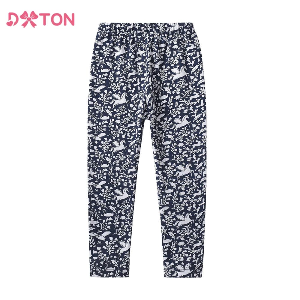 DXTON Kids Girls Leggings primavera autunno unicorno stampato pantaloni per bambini ragazza pantaloni Casual a matita fiore bambino Legging in cotone