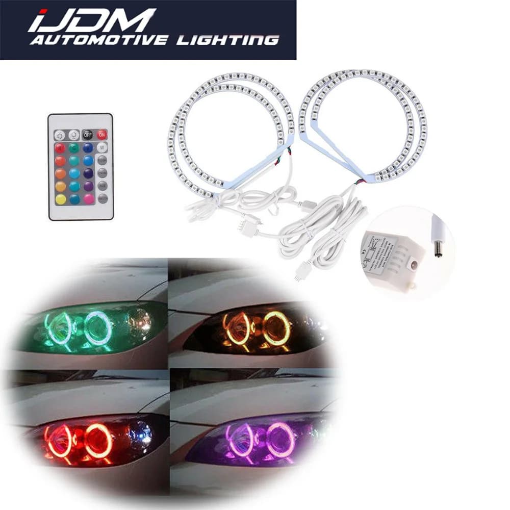 Per Dodge Challenger 2008-2014 Faro Retrofit Super Luminoso RGB Multicolore LED Auto Faro Angel Eyes Halo Anello Luci Kit