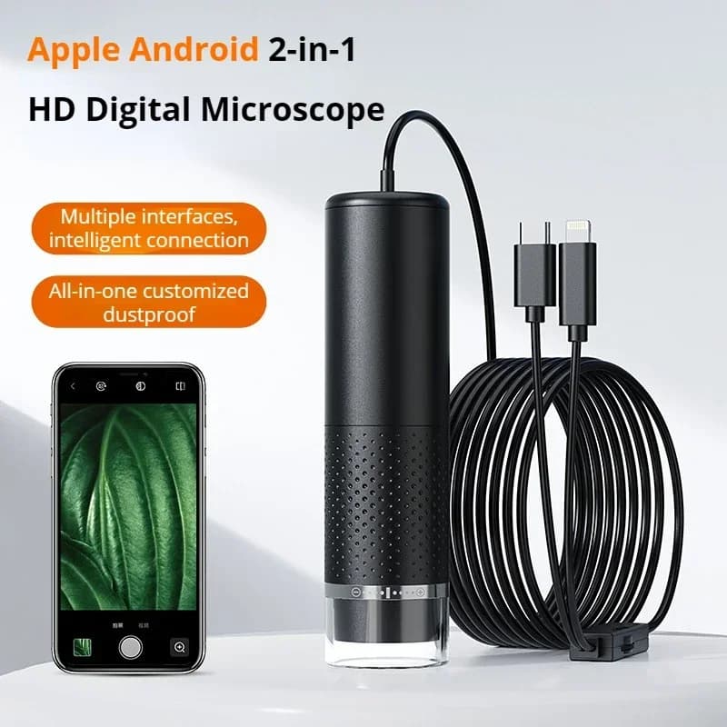 Microscopio Elettronico Portatile 1000X, Microscopio Digitale da 2 Megapixel per Telefoni Apple e Android, Regalo Universale per Bambini
