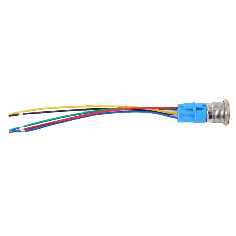 ABSE-5PCS Interruttore a pulsante in metallo 12V 19Mm Lampada ad anello Simbolo di alimentazione Luce LED impermeabile Riscaldamento automatico Reset con connettore
