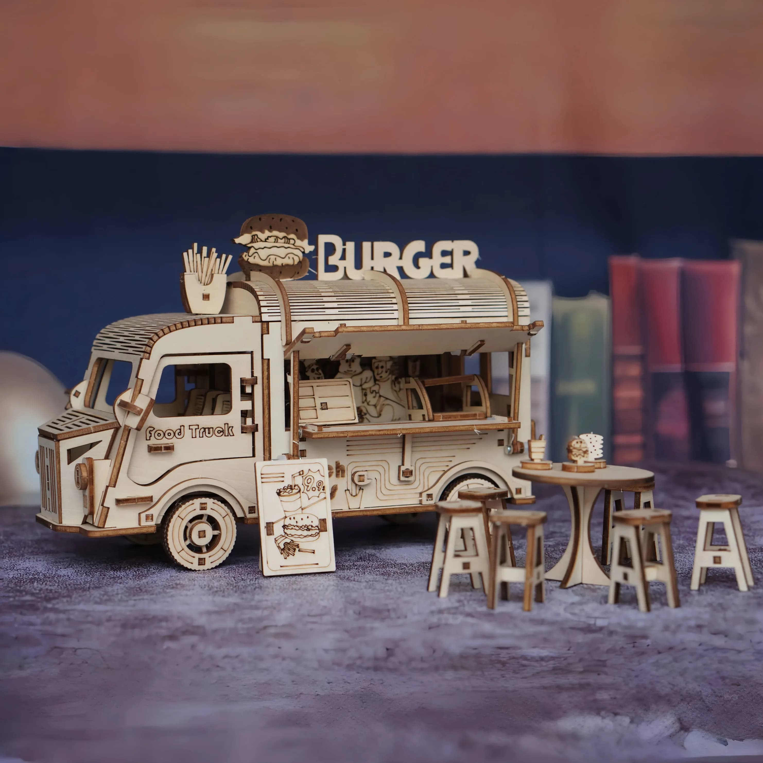 Puzzle 3D in legno, modelli di camion fast food, modelli di camion, autobus e auto fatti a mano, ornamenti giocattolo fai da te e regali per la famiglia