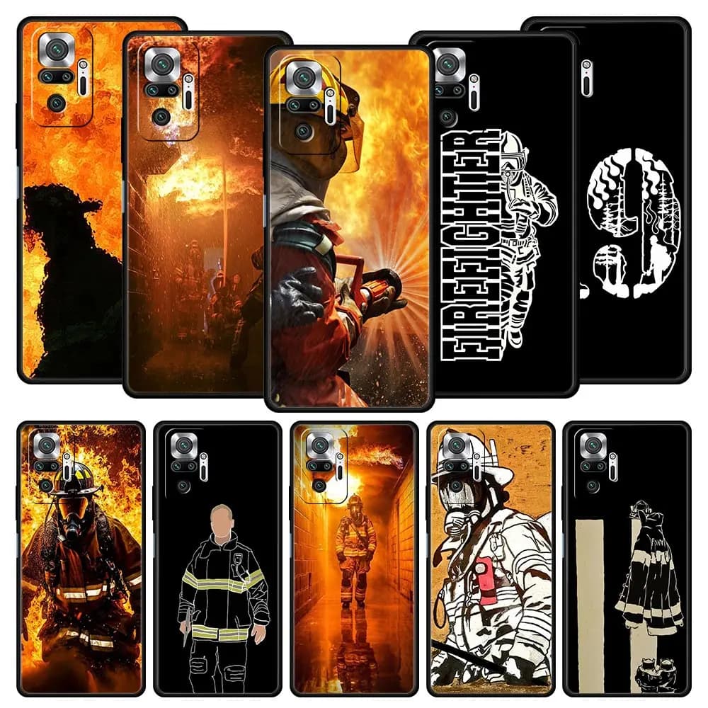 Custodia per telefono per Xiaomi Redmi Note 14 13 12 5G 11 10 Pro Plus 4G 9S 9 14C 13C 12C 10C 9C 9A Custodia morbida in TPU Vigile del fuoco Pompiere