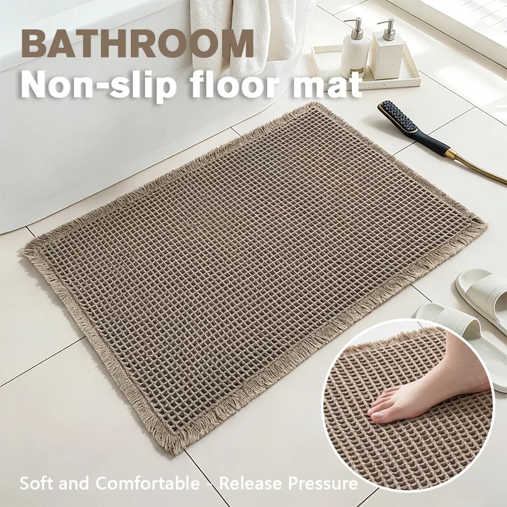 Tappetini da bagno waffle 17 * 24 pollici - Tappetini antiscivolo Tappeti da bagno super assorbenti con nappe per vasca da bagno accanto alla decorazione
