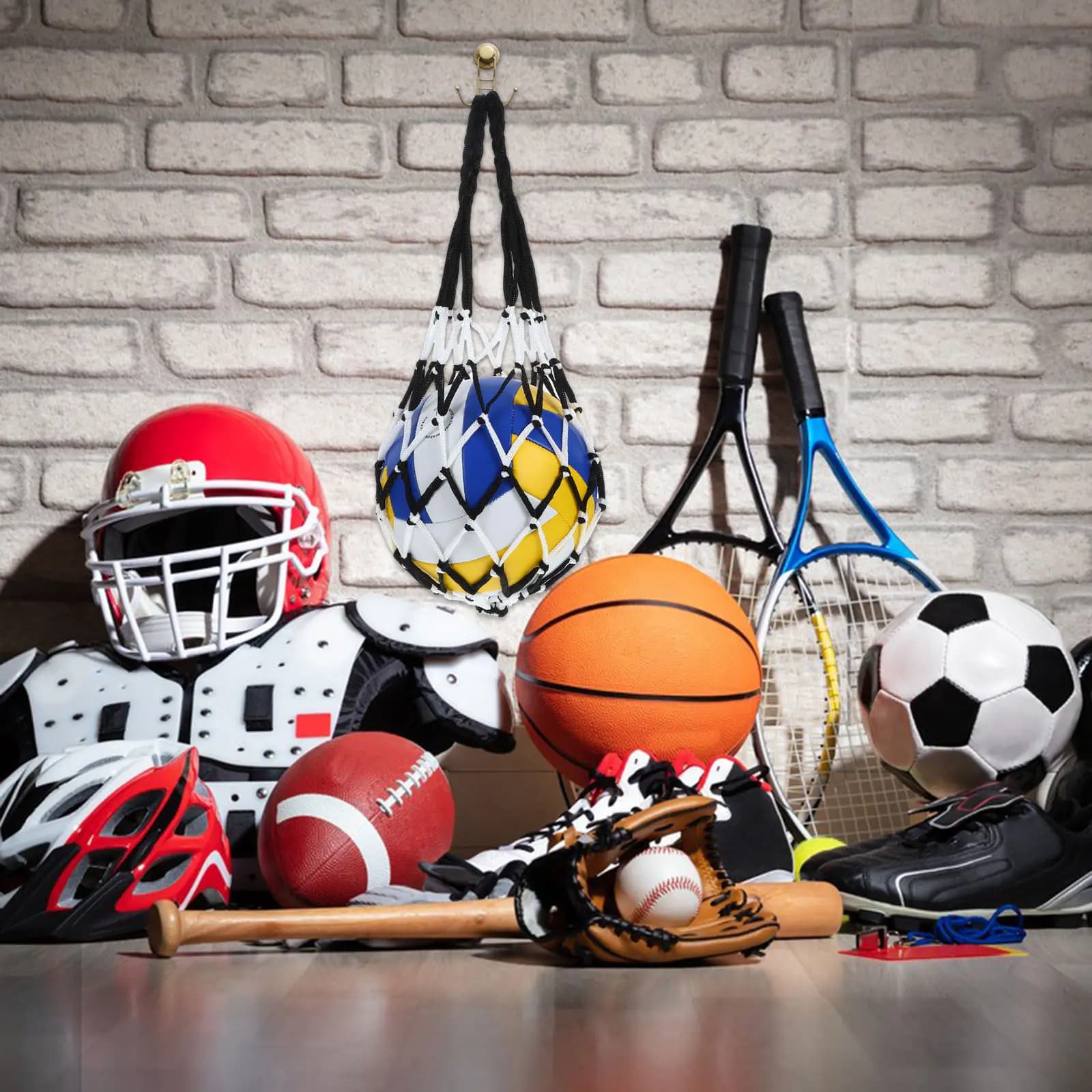 2 Pieces Light Portable Network Bag for Basketball, Football, Volleyball, Physical Education Equipment