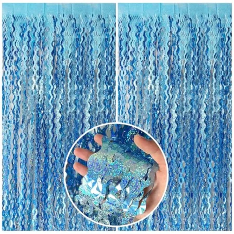 Tinsel Foil Fringe Curtains Wavy Backdrop for Parties Sparkle Metallic Wavy Foil Fringe Backdrop Curtain for Party Decorations