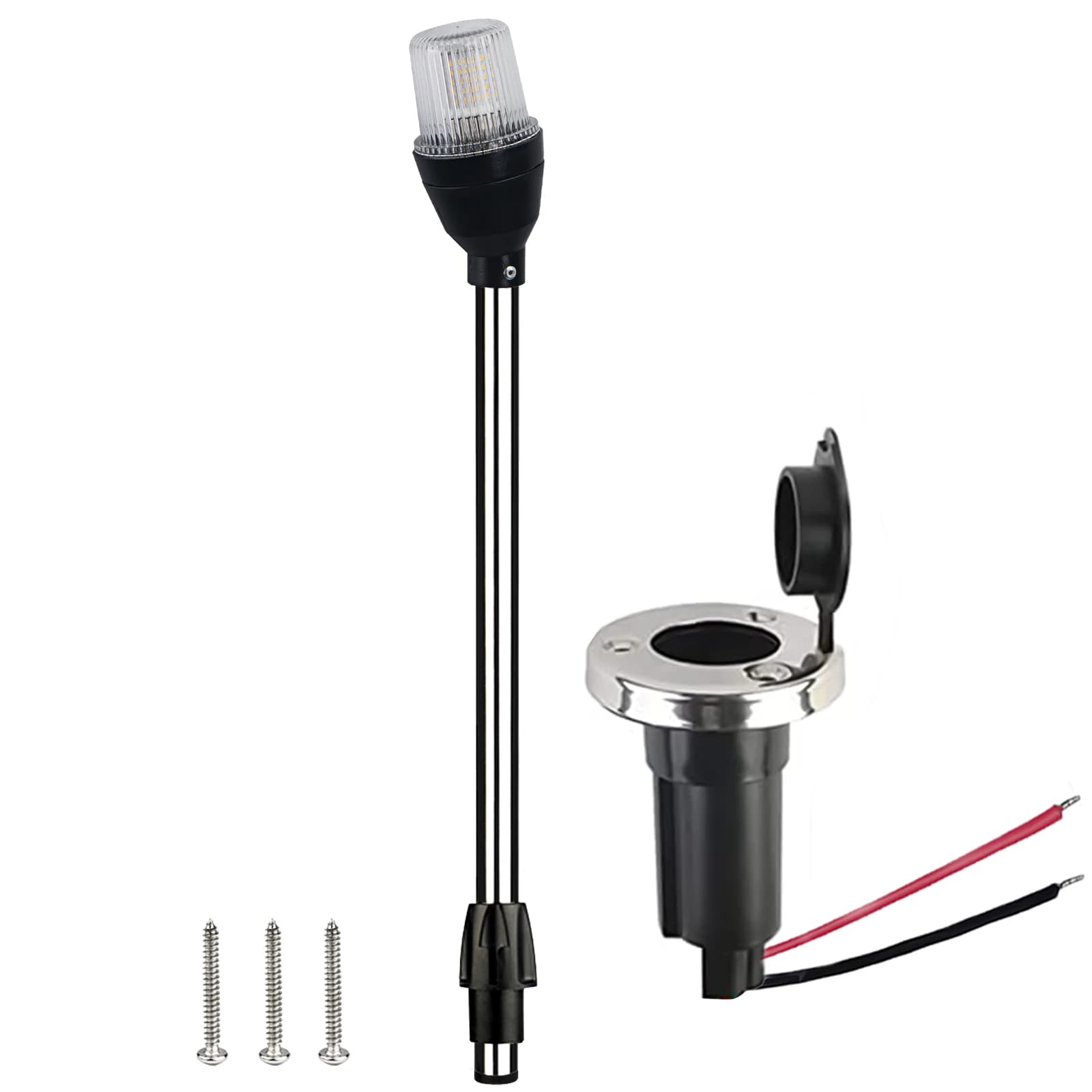 Ancora di navigazione per barche lampada a LED a tutto tondo 2 miglia nautiche visibilità luce di poppa 915mm 12V accessori marini palo in acciaio inossidabile