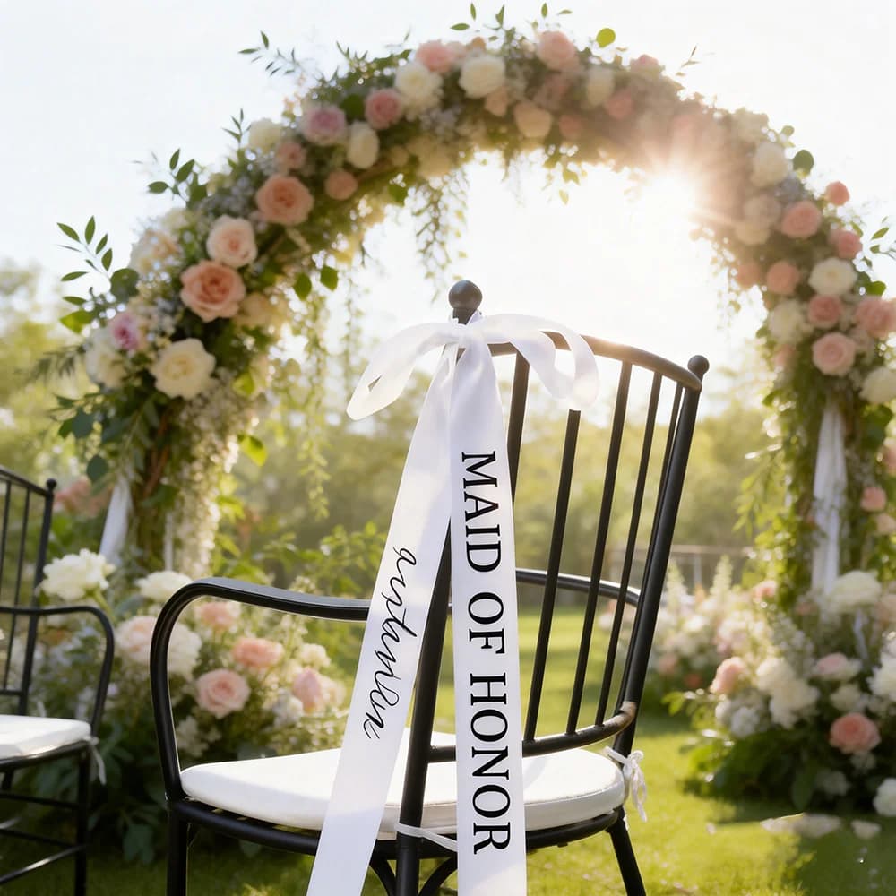 Personalized Bridal Chair Tape with Name and Number for Damigelli d'Onore, Seat for Chair, Weddings, Party, Banquets, Events, Table Decorations
