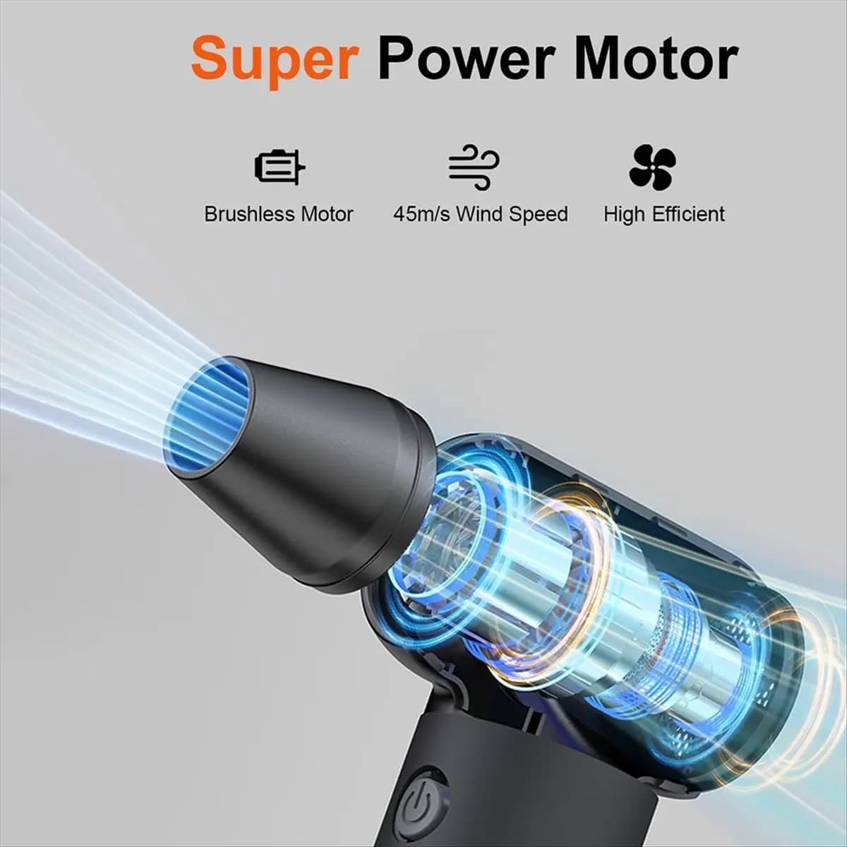 (ABUB) Soffiatore ad Aria Compressa 180000RPM Turbofan Jet Fan con 3 Velocità Regolabili, Senza Fili, per Pulizia Auto e Casa