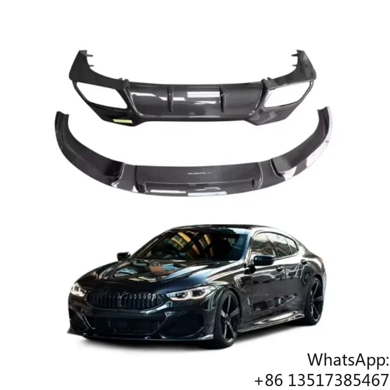 Kit Carrozzeria 3D per Modifica Auto BMW M8, Materiale in Fibra di Carbonio, Labbro Anteriore e Diffusori Posteriori