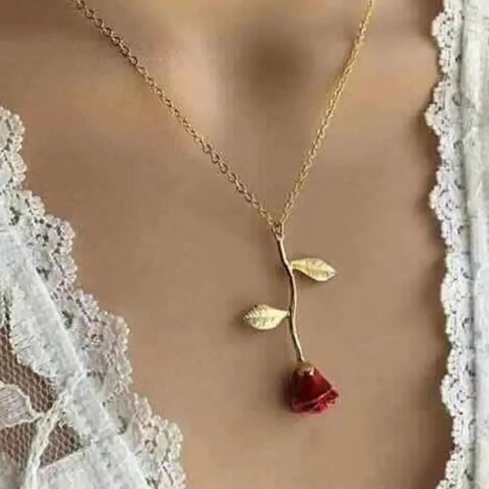 High Quality Red Rose Red Rose Pendant Alloy Oil Drop Temperament Creative Oil Drop Women Beauty