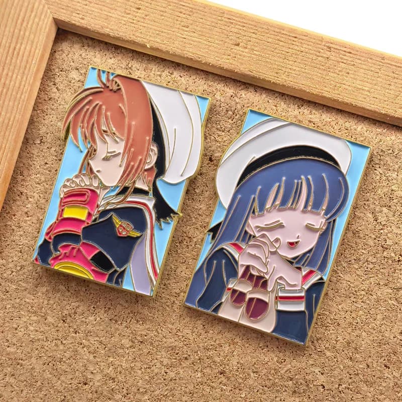 KINOMOTO SAKURA Tomoyo Pins Cardcaptor Sakura Badges Anime CCsakura Brooches Pendant for Backpack Clothing Lapel ACG Cosplay Toy