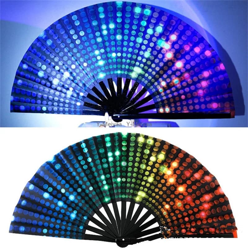 1PC 33 centimetri Ventilatore di Fluorescenza Pieghevole Ventilatore Artigianale Con Modello Al Neon Energetico Per Gli Uomini Donne Spettacolo Notturno Halloween Festival Di Natale