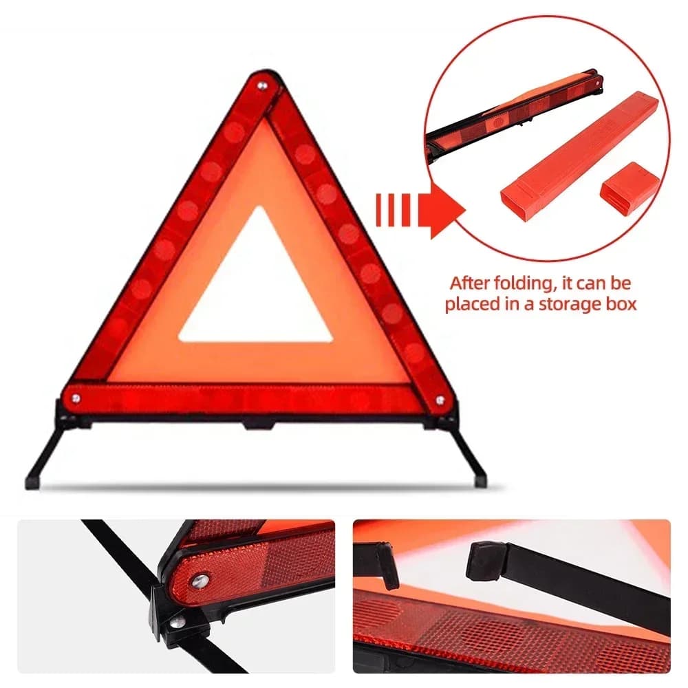 Triangolo di Emergenza per Auto, Segnale di Pericolo Riflettente Rosso, Segnale di Stop Portatile Pieghevole per Sicurezza Stradale