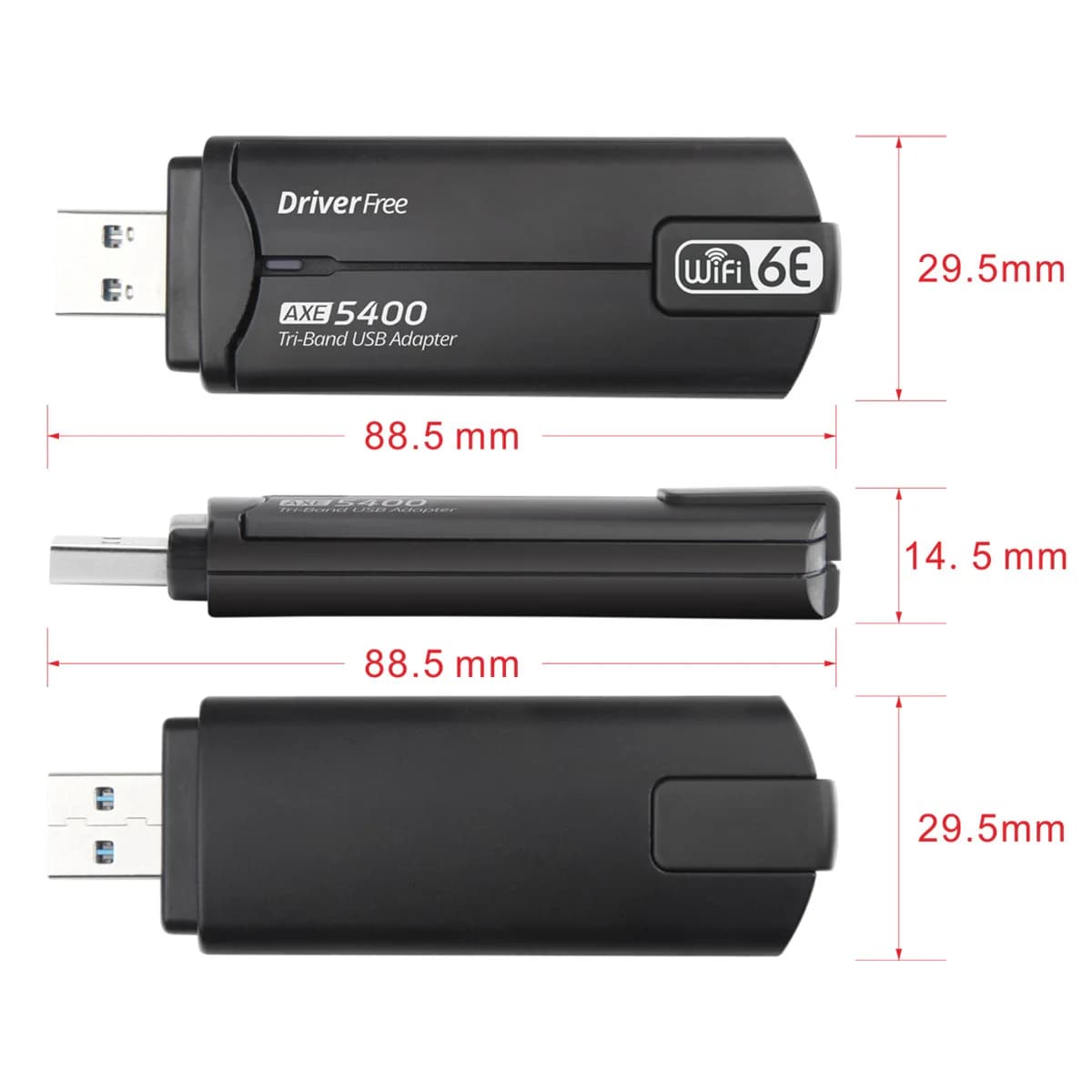 5400Mbps WiFi 6E USB WiFi Dongle USB3.0 Adattatore WiFi 2.4G/5G/6GHz Antenna scheda di rete veloce MU-MIMO Plug and Play per Win 10/11