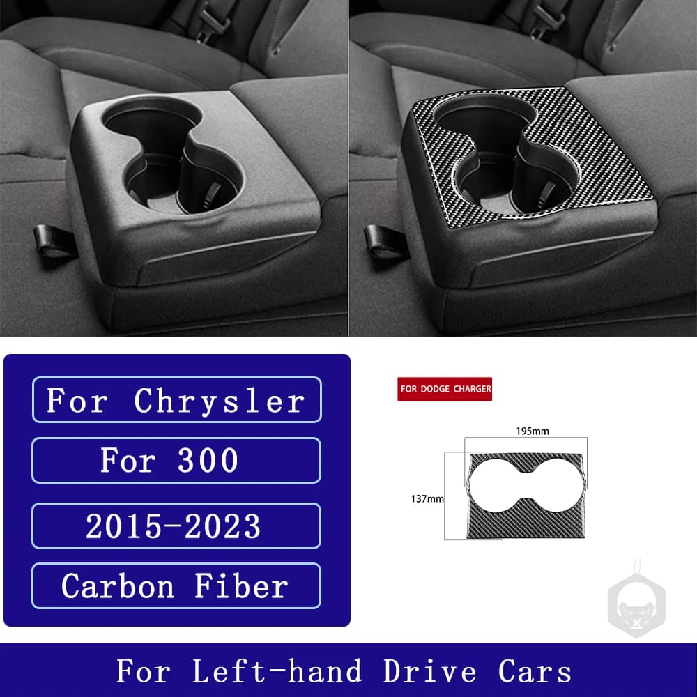 Per Chrysler 300 300C 2015-2023 In Fibra di Carbonio Posteriore centrale portabicchieri Pannello di Copertura Accessori Auto Interni Adesivi Decorativi