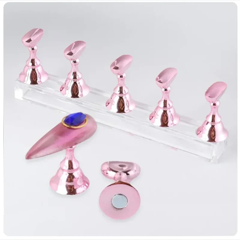 5Pc for Manicure Magnetic Nail Tips Borad Acrylic Nail Art Holder Chess Practice Display Stand Set UV Gel Polish Showing Shelf