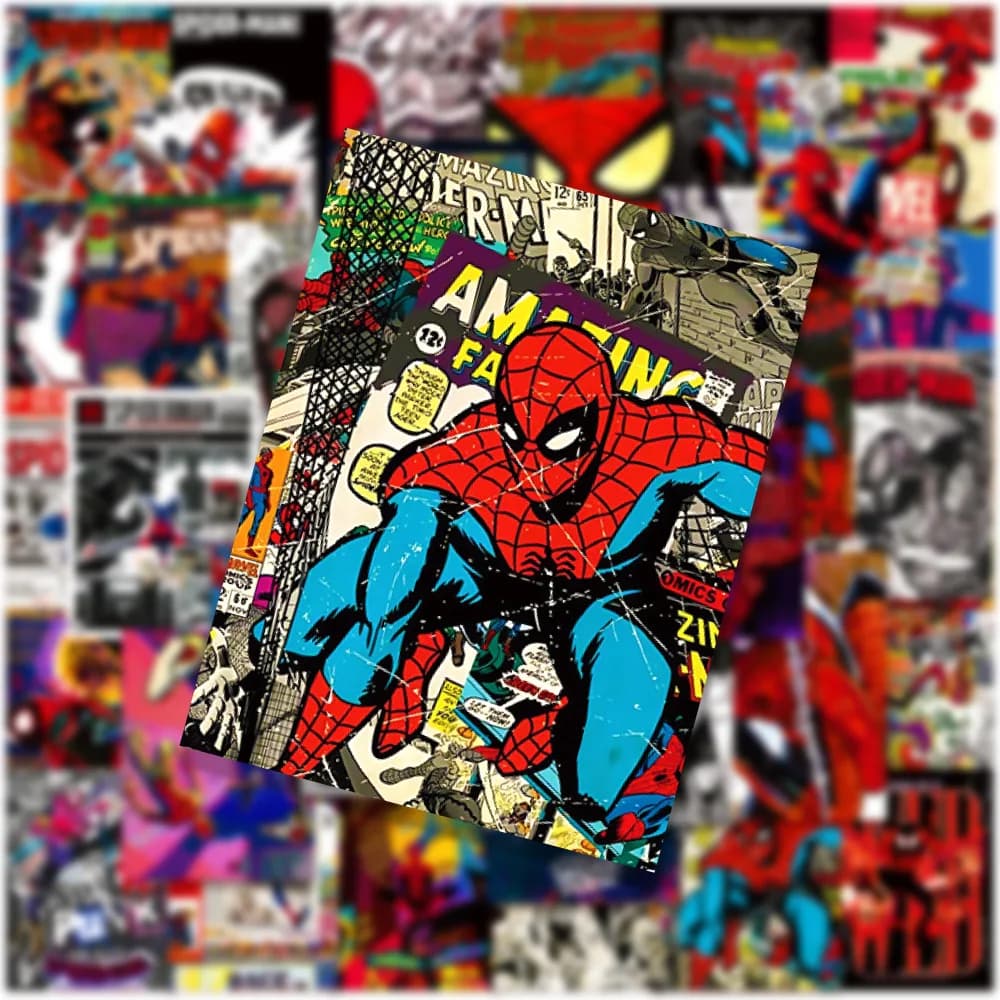 Adesivi Marvel Spider-Man 50 Pezzi Impermeabili Stile Fumetto per Laptop, Borracce, Quaderni, Scrapbook e Decorazioni