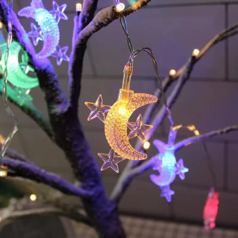 Luci di Natale LED a Forma di Stella e Luna 1,5M/3M/6M, Luci Fatate per Albero di Natale, Decorazioni per Casa e Giardino