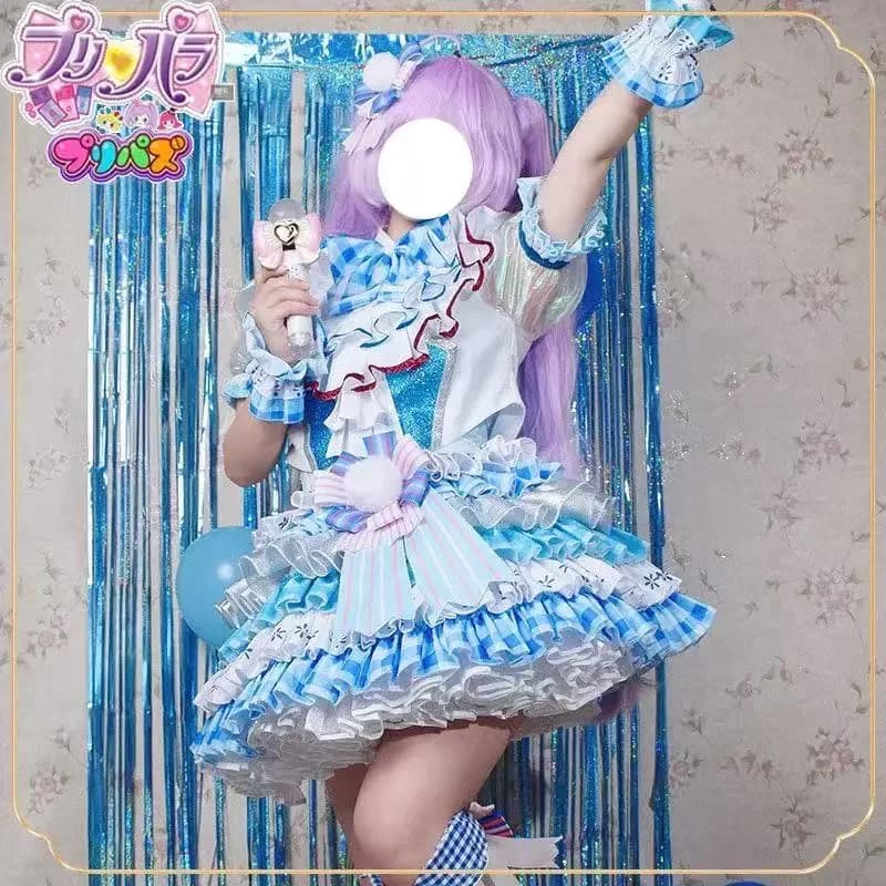 Abbigliamento per animazione anime TUTA Pripara I vestiti cosplay sono davvero cheerleader vestiti da canto con nastro blu e bianco cos 2025