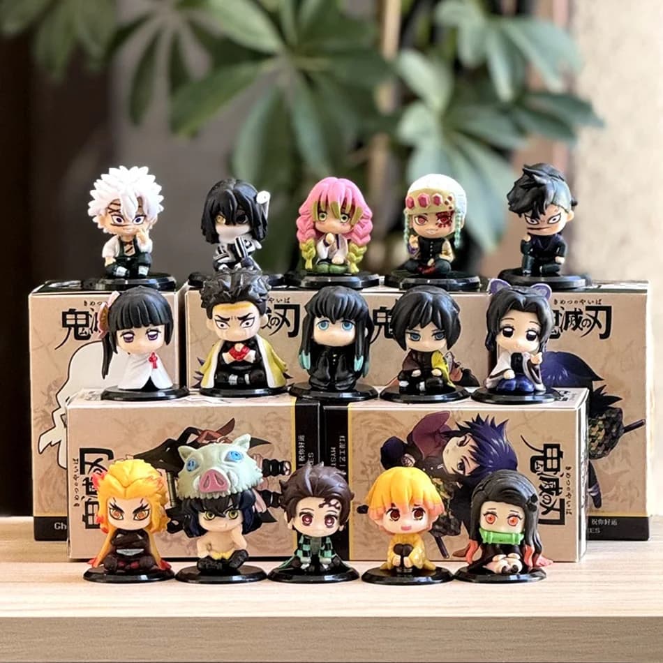 5 Stile/set Q Versione Demon Slayer Seduto Fantasma Bambola Tanjiro Nidouzi Inosuke Zenizu Figura Action Figure Modello di Film Giocattoli bambola