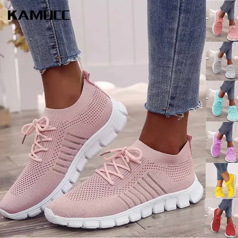 Scarpe traspiranti in rete da donna Slip on Flat Woman Tenis scarpe Casual da donna calzature da passeggio Sneakers scarpe vulcanizzate da donna