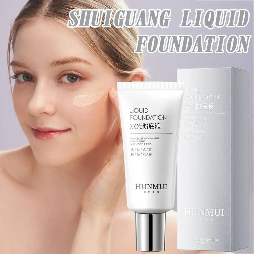 Water-shining liquid foundation that uniforms skin tone, clears imperfections, illuminates acne, long-lasting and effective concealer U7u0