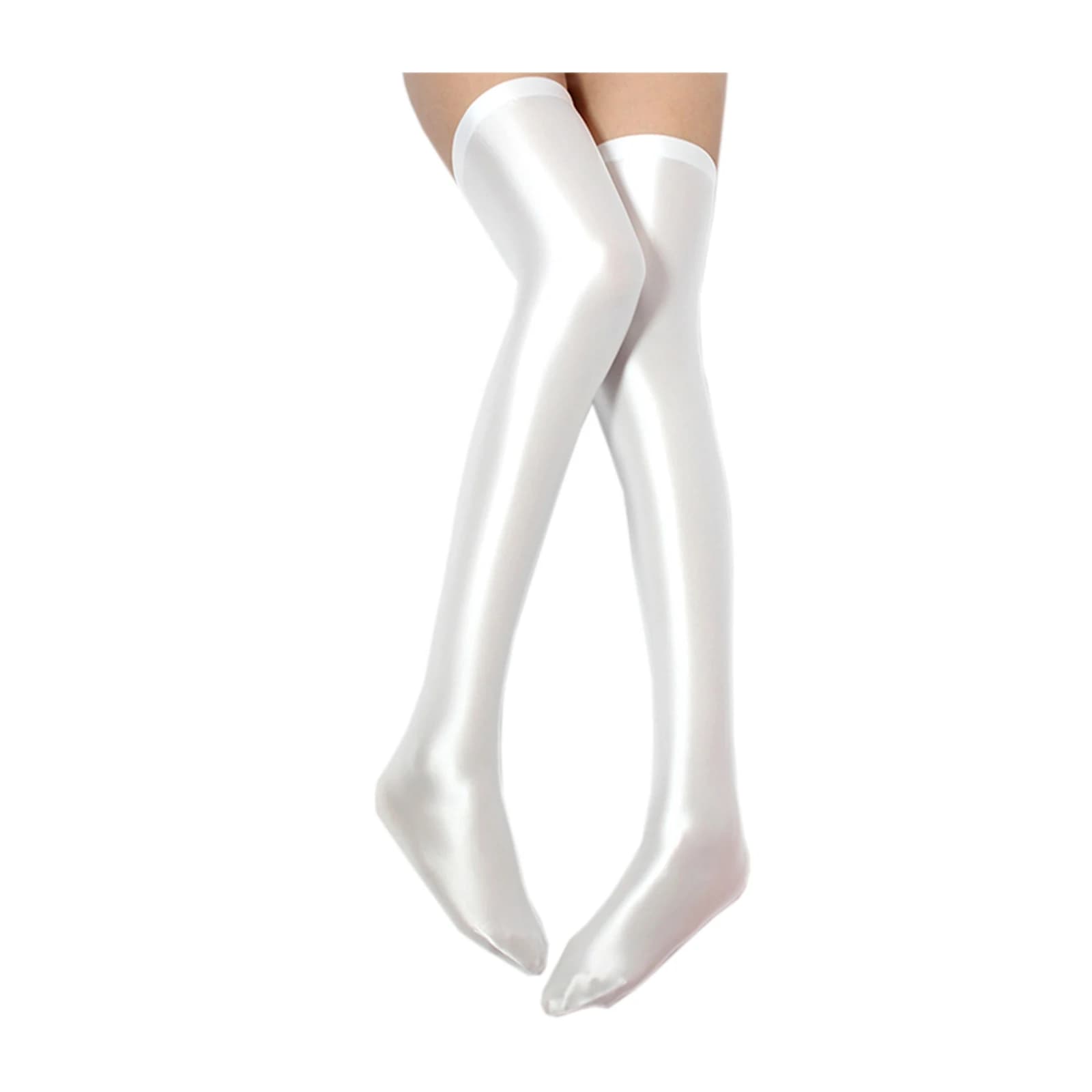 Calzini sopra il ginocchio da donna sexy e setosi, calze giapponesi alte alla coscia, leggings sportivi elastici lisci lucidi e solidi
