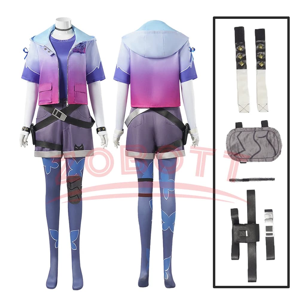 Anime Game Valorant Cosplay Clove Costume Purple Uniform Suit Top Jacket Pants Wigs Rings Shoes For Halloween Cosplay Accessorie