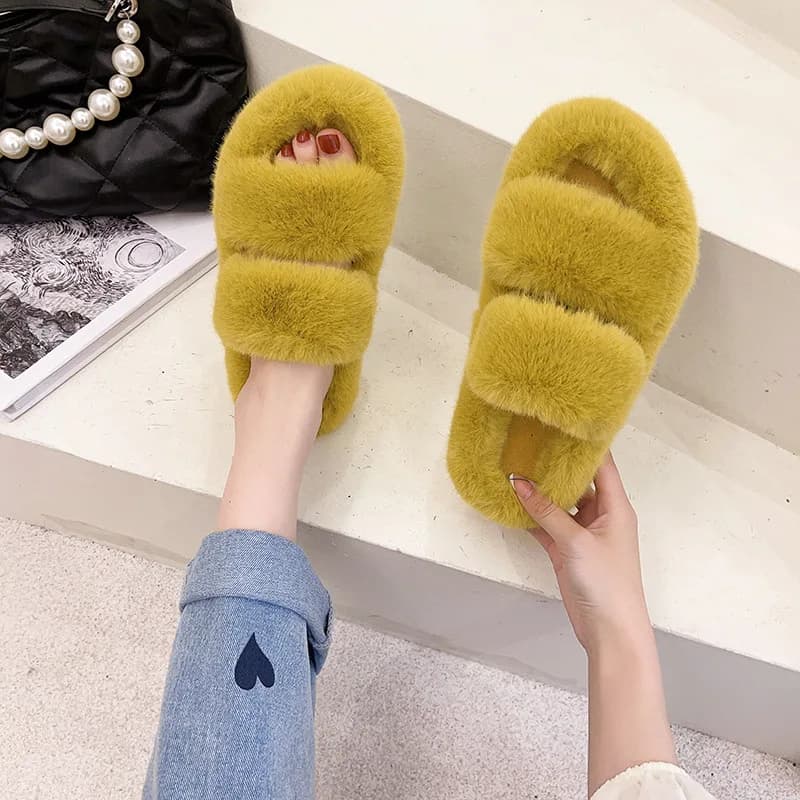 Nuove Ciabatte Pelose da Donna per Primavera e Autunno, Edizione Coreana, Casual da Casa