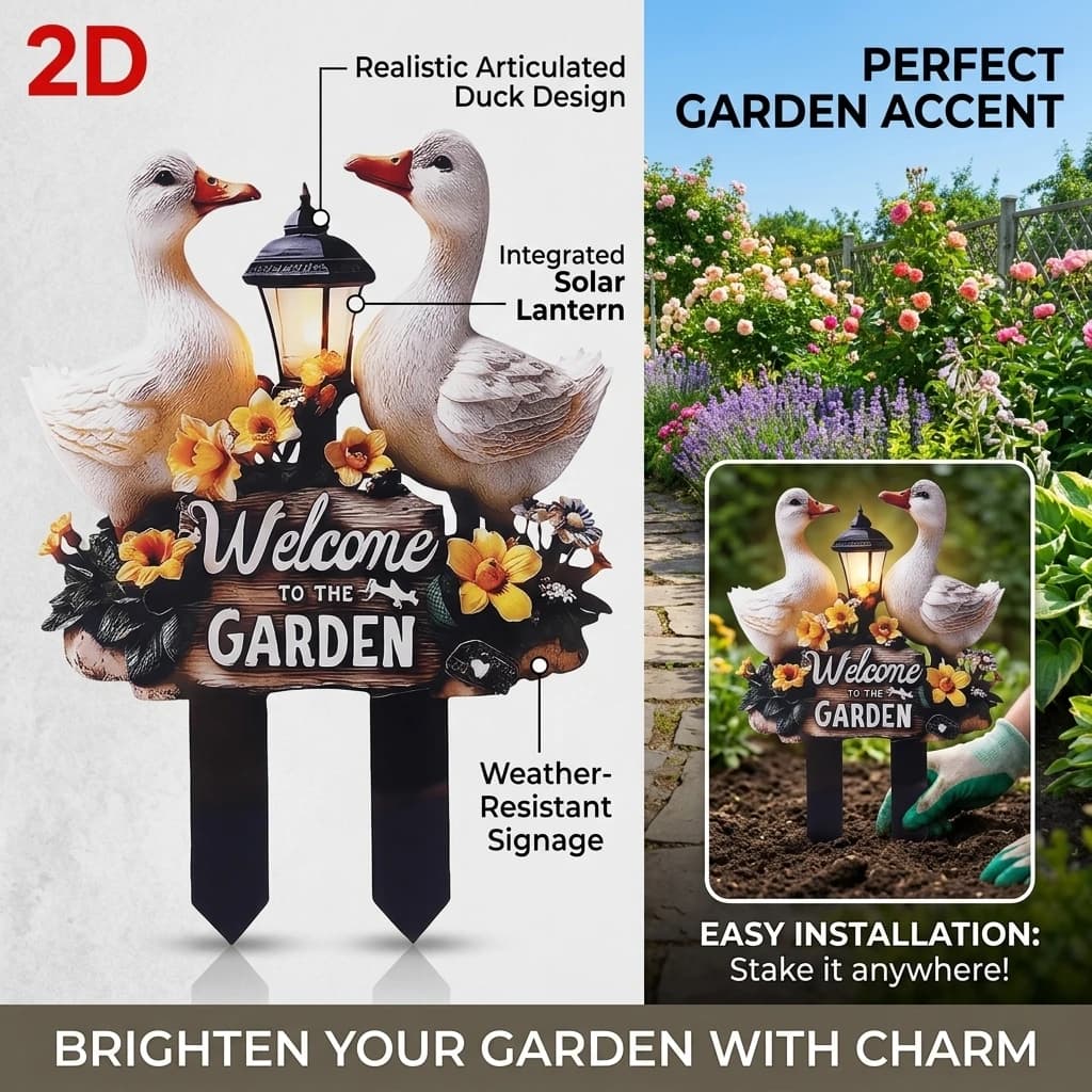 Cute Duck 2D Acrylic Garden Stake Ins Style Waterproof Flower Pot Insert Flat Lawn Pile Outdoor Yard Potted Plant Decoration