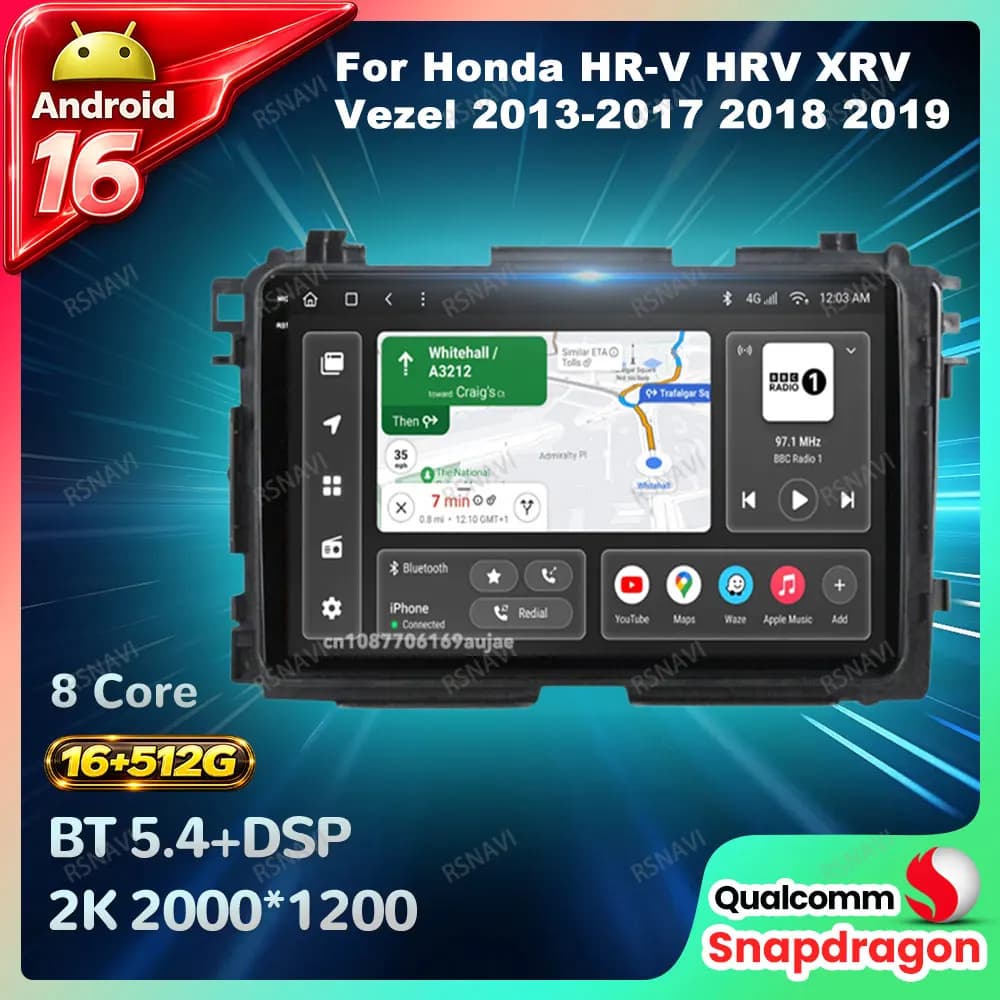 Car Radio Android 16 For Honda HR-V HRV XRV Vezel 2013-2017 2018 2019 Viedo Player 4G LTE GPS Wireless Carplay Auto Multimedia