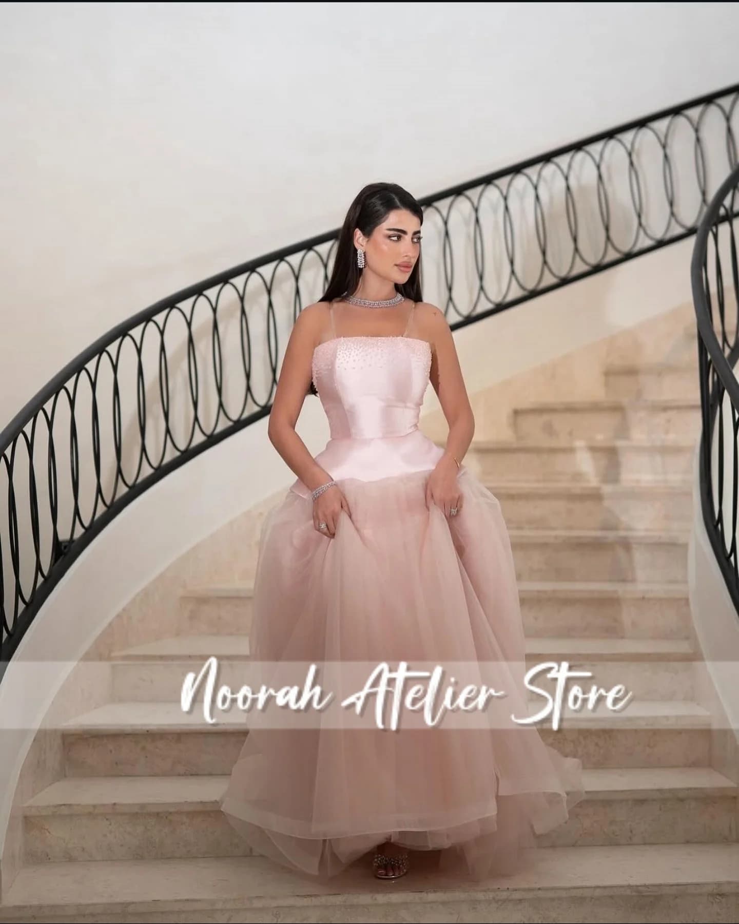 Dolce bambino rosa senza spalline Aline Tulle nuovi abiti da sera da donna di lusso 2025 Dubai pavimento-lunghezza abito da festa lungo personalizzato