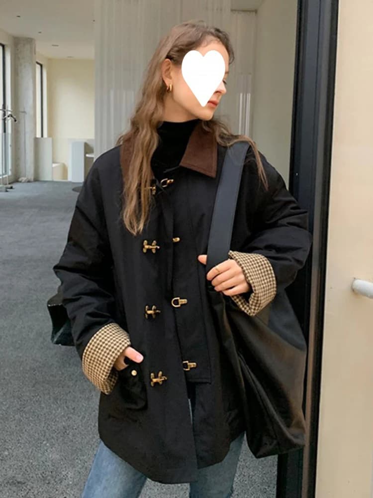 Y2k Giacca calda spessa a maniche lunghe Top Cappotto in cotone di velluto a coste vintage moda Donna Primavera e autunno Nuove giacche con collo a bavero
